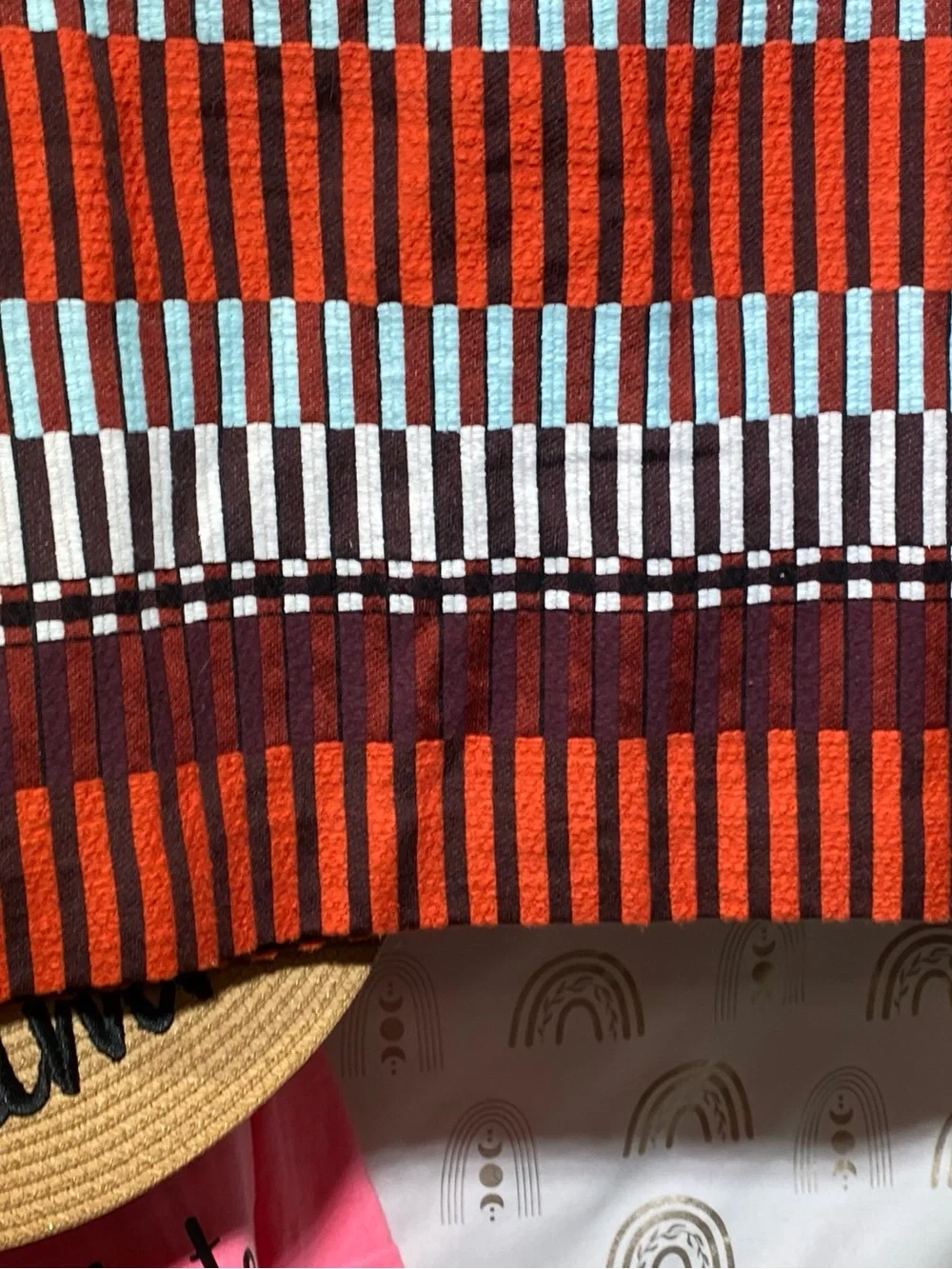 Ann Taylor Striped Orange, Brown & Light Blue Knit Mini Skirt